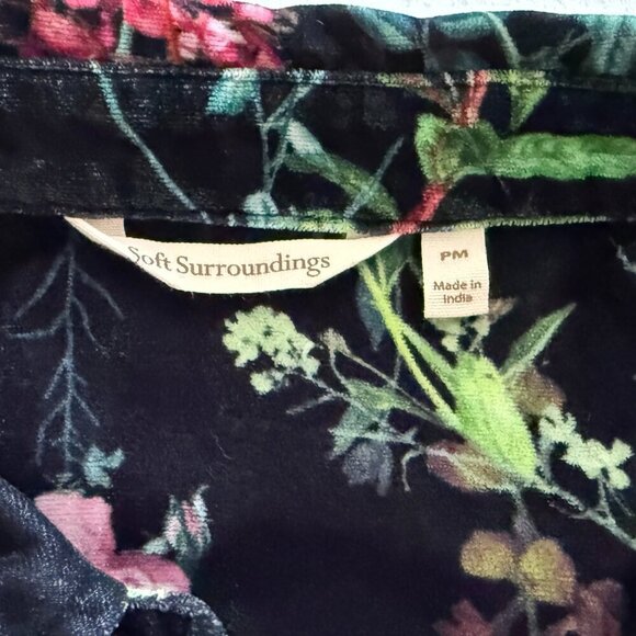 Soft Surroundings Velevet Floral Button Down Boyfriend Tunic Blouse Top - Picture 6 of 11